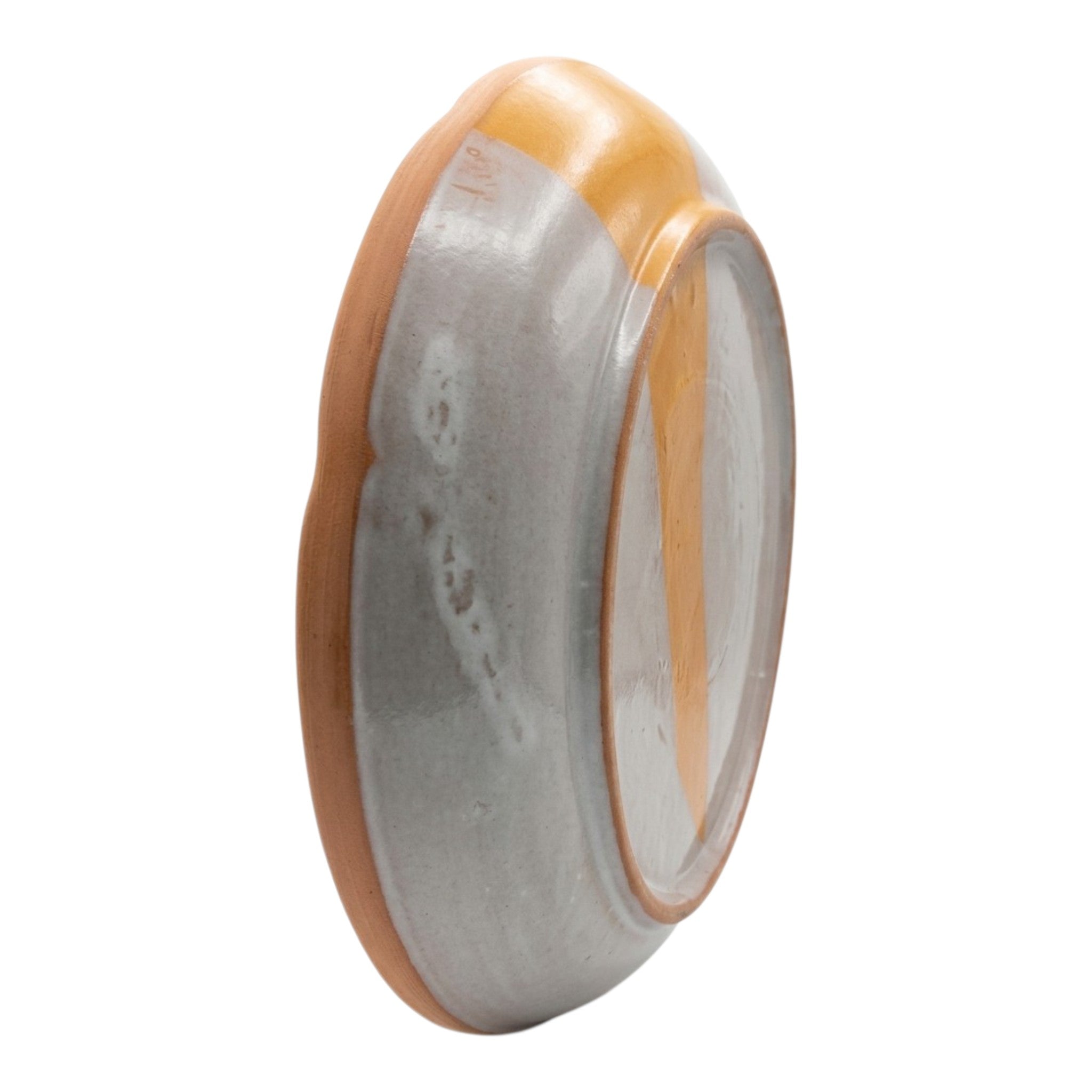 Centrotavola in Ceramica Dipinto a Mano con Decoro Girasole e Particolari in Terracotta