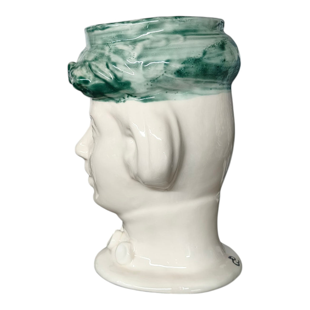 Testa di Moro in Ceramica Dipinta a Mano — Decoro Verde