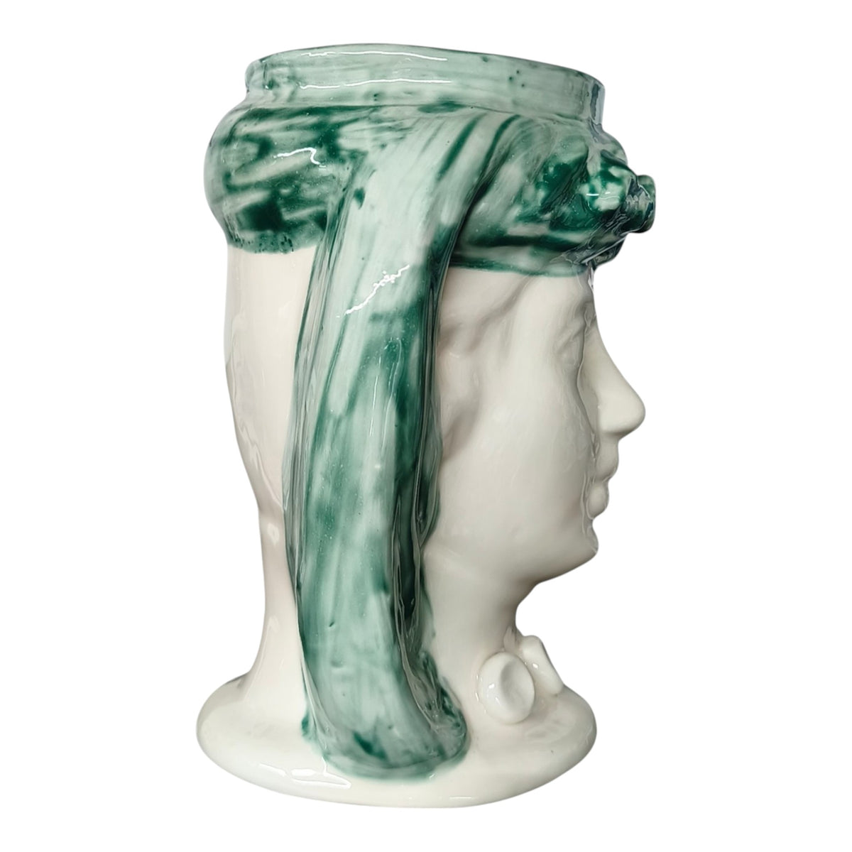 Testa di Moro in Ceramica Dipinta a Mano — Decoro Verde
