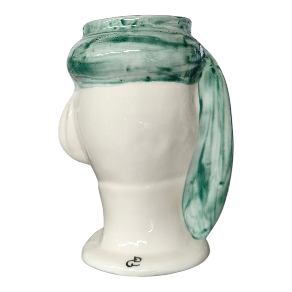 Testa di Moro in Ceramica Dipinta a Mano — Decoro Verde