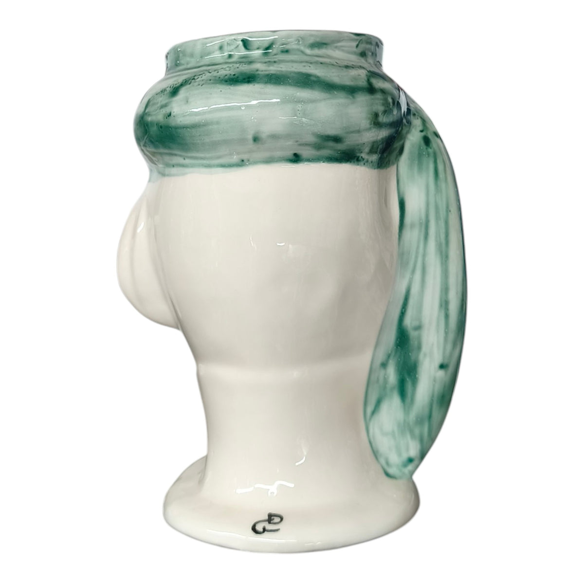 Testa di Moro in Ceramica Dipinta a Mano — Decoro Verde