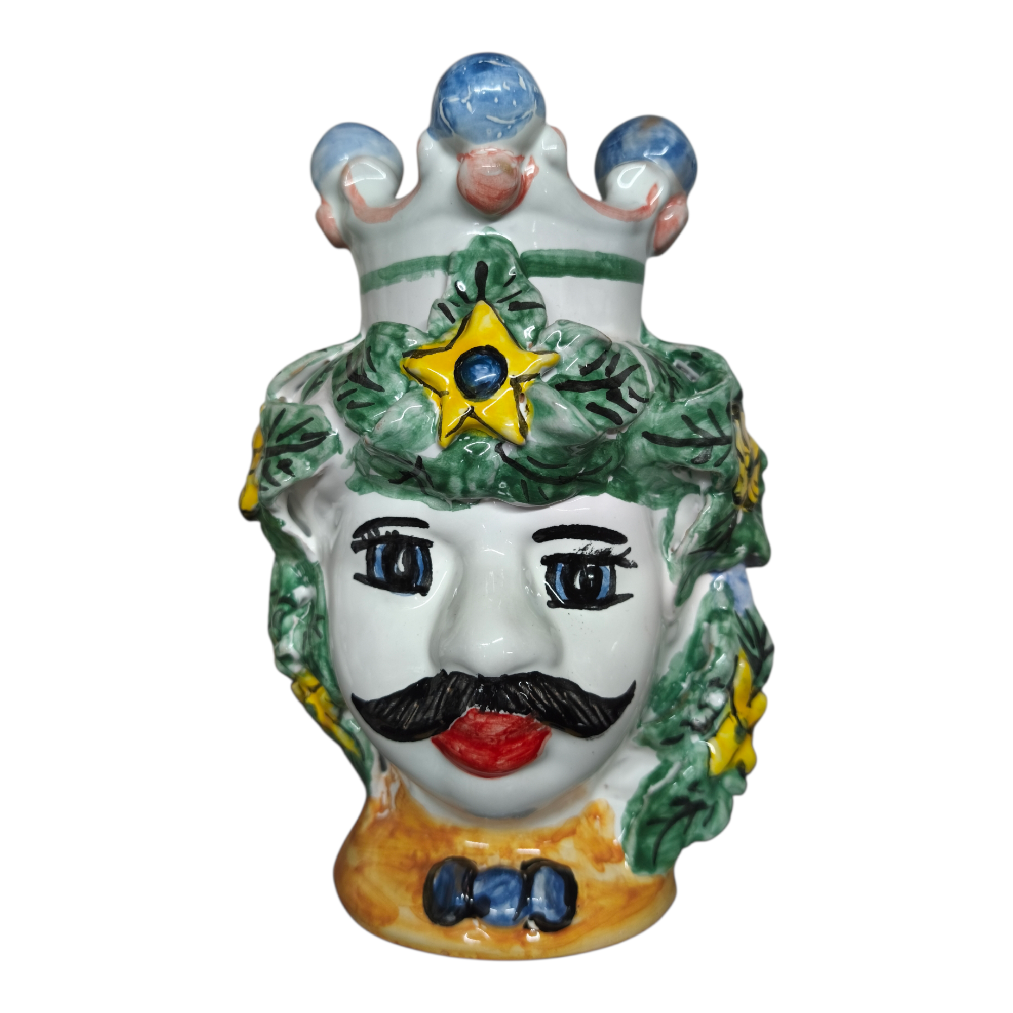 Testa di Moro in Ceramica Dipinta a Mano, Stile Mediterraneo Siciliano