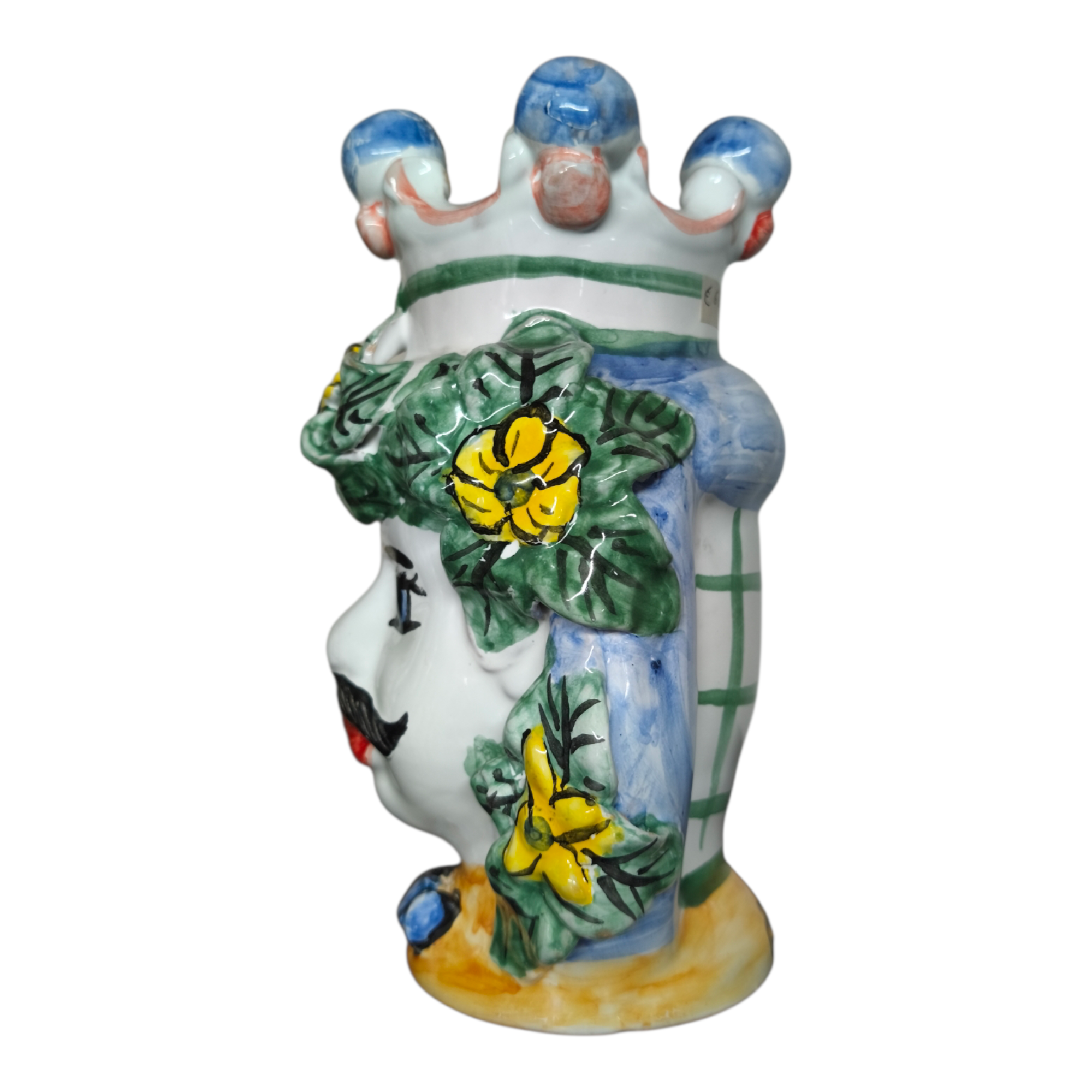 Testa di Moro in Ceramica Dipinta a Mano, Stile Mediterraneo Siciliano