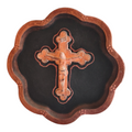 Capezzale in Ceramica con Croce Dipinta a Mano, Piatto Decorativo da Parete