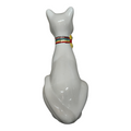 Gatto in Ceramica Dipinto a Mano con Collare Colorato