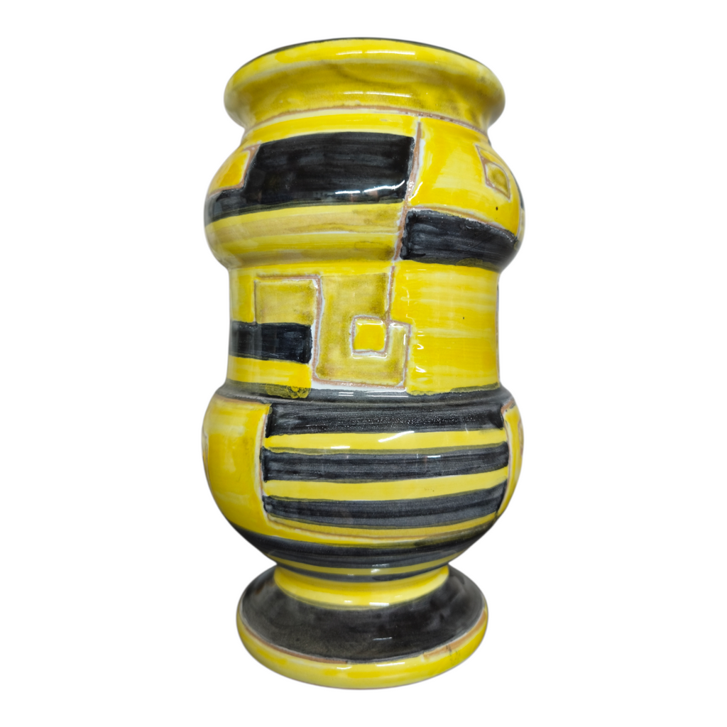 Vaso in Ceramica Dipinto a Mano, colori giallo e nero