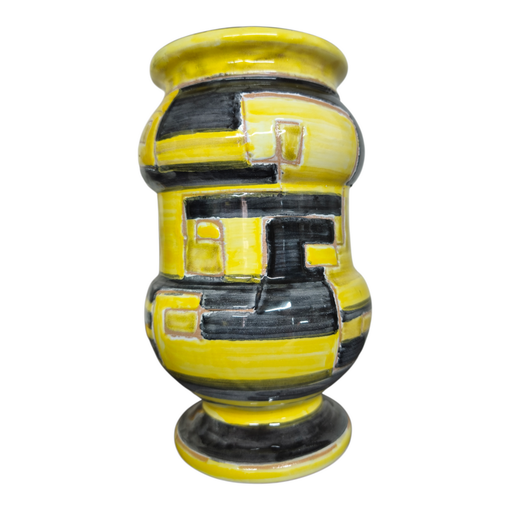 Vaso in Ceramica Dipinto a Mano, colori giallo e nero
