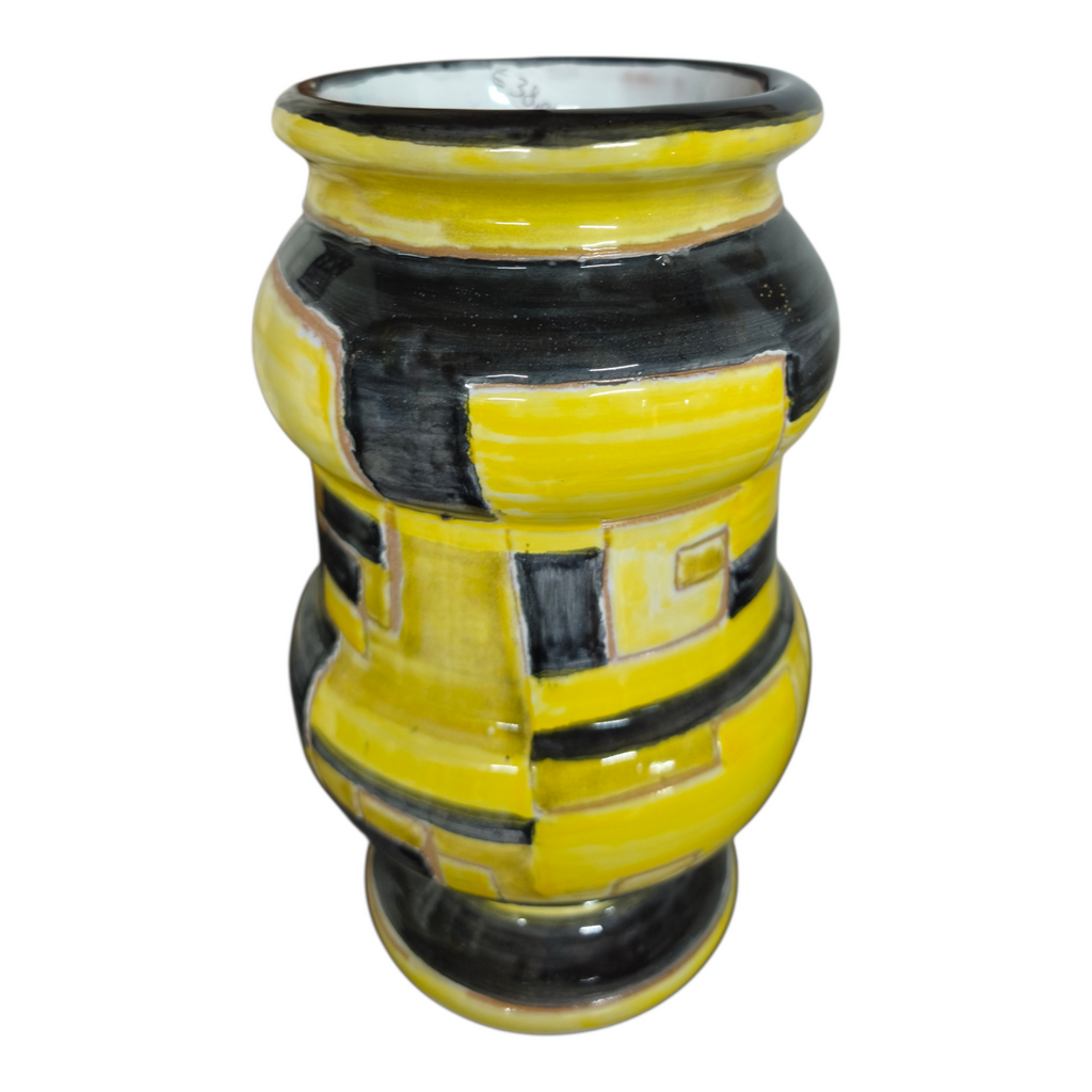 Vaso in Ceramica Dipinto a Mano, colori giallo e nero
