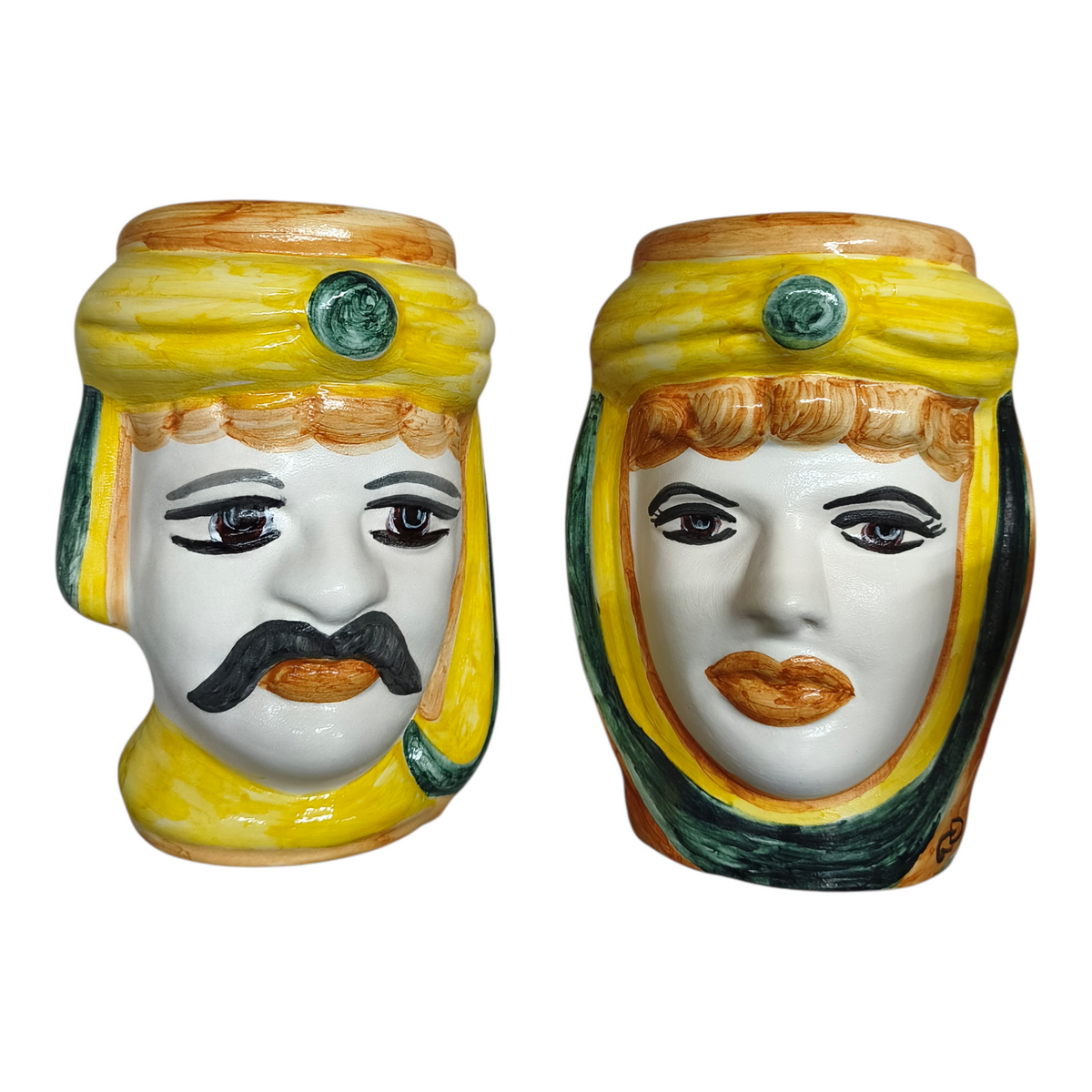 Teste di Moro in Ceramica Dipinta a Mano — Coppia