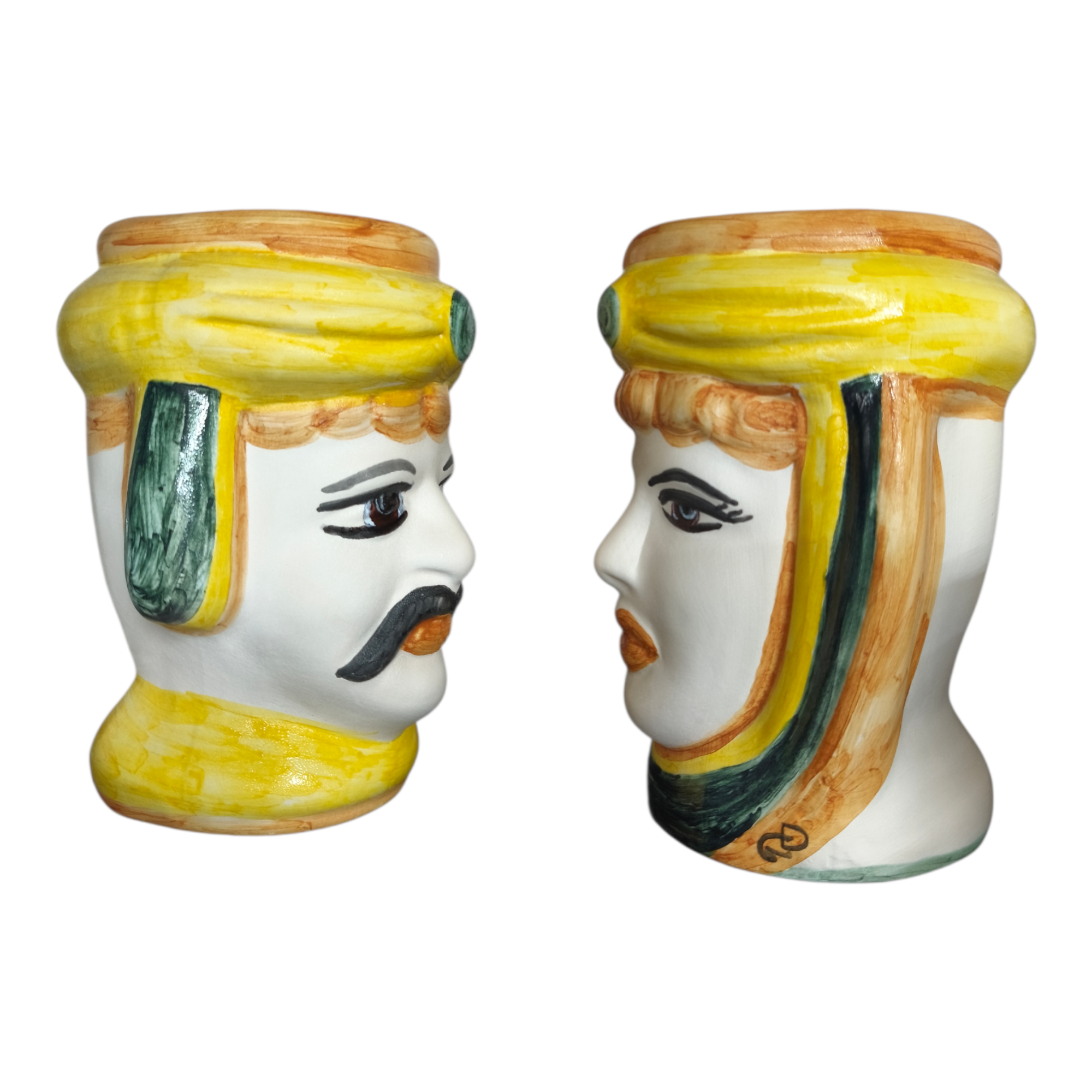 Teste di Moro in Ceramica Dipinta a Mano — Coppia