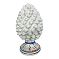 Pigna Decorativa in Ceramica Dipinta a Mano, bianca con base colorata