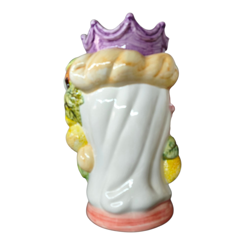 Testa di Moro Femminile in Ceramica con Corona e Frutta