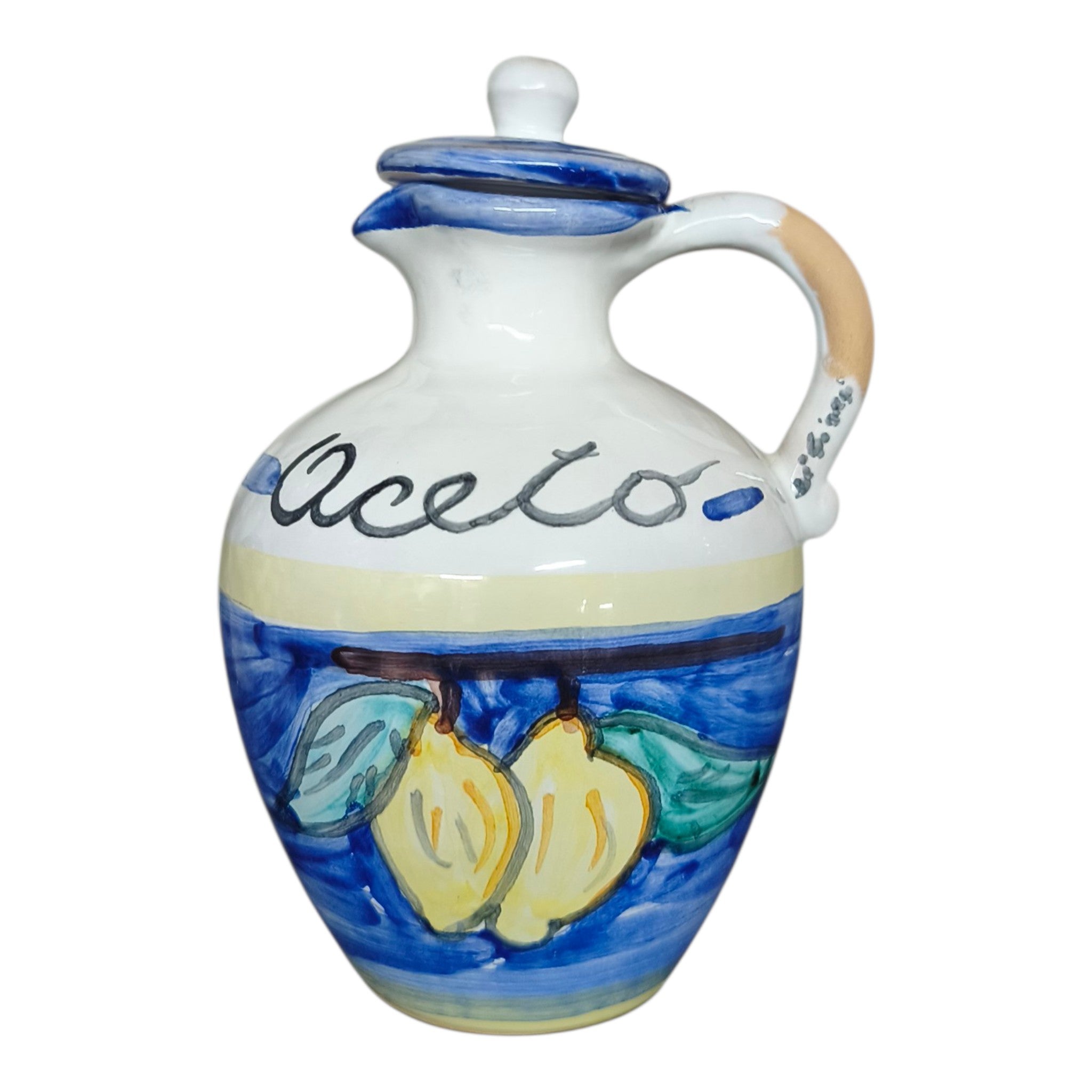 Contenitore Aceto in Ceramica con Limoni - Pezzo Artigianale
