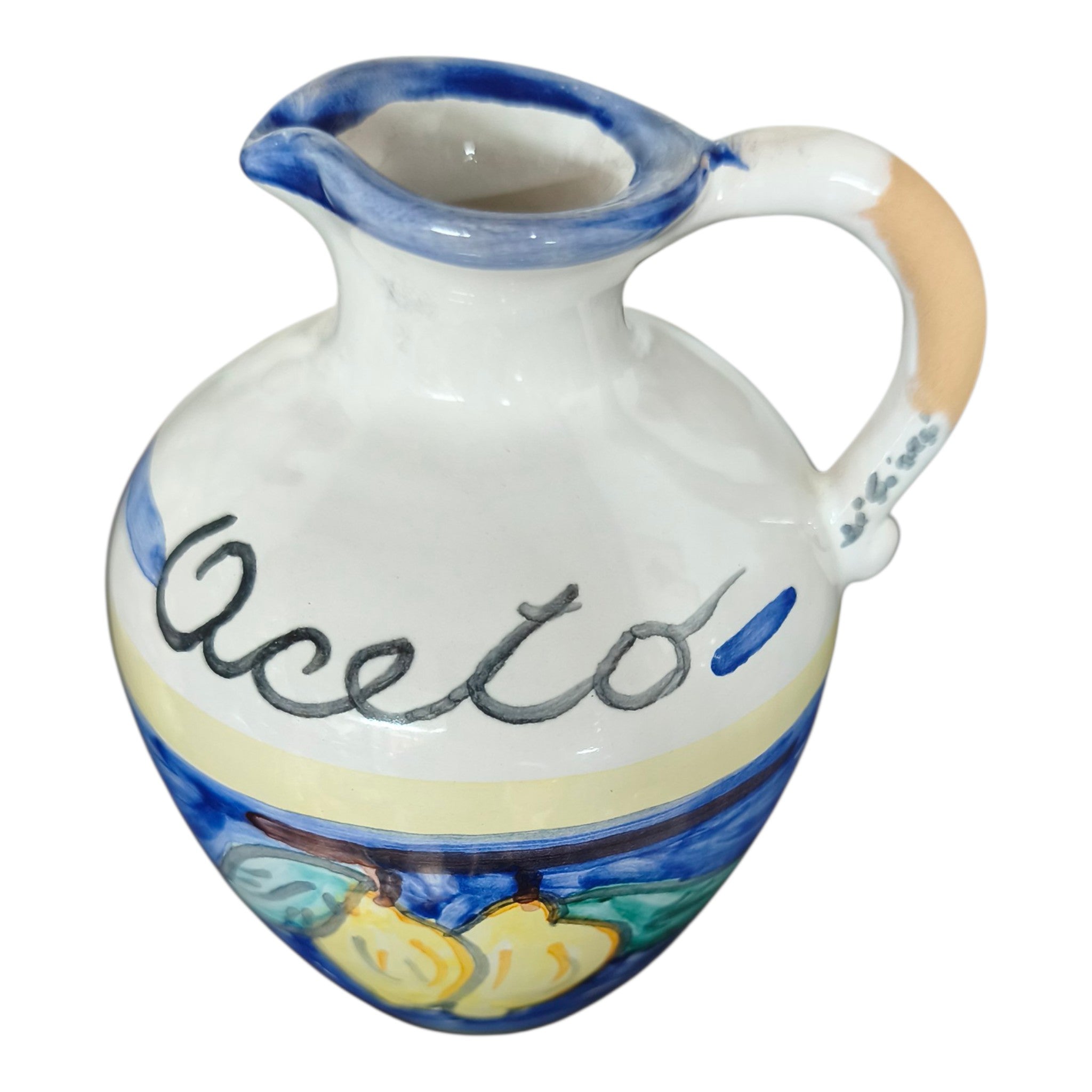 Contenitore Aceto in Ceramica con Limoni - Pezzo Artigianale