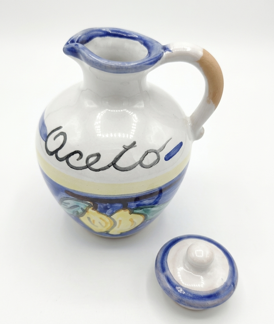 Contenitore Aceto in Ceramica con Limoni - Pezzo Artigianale