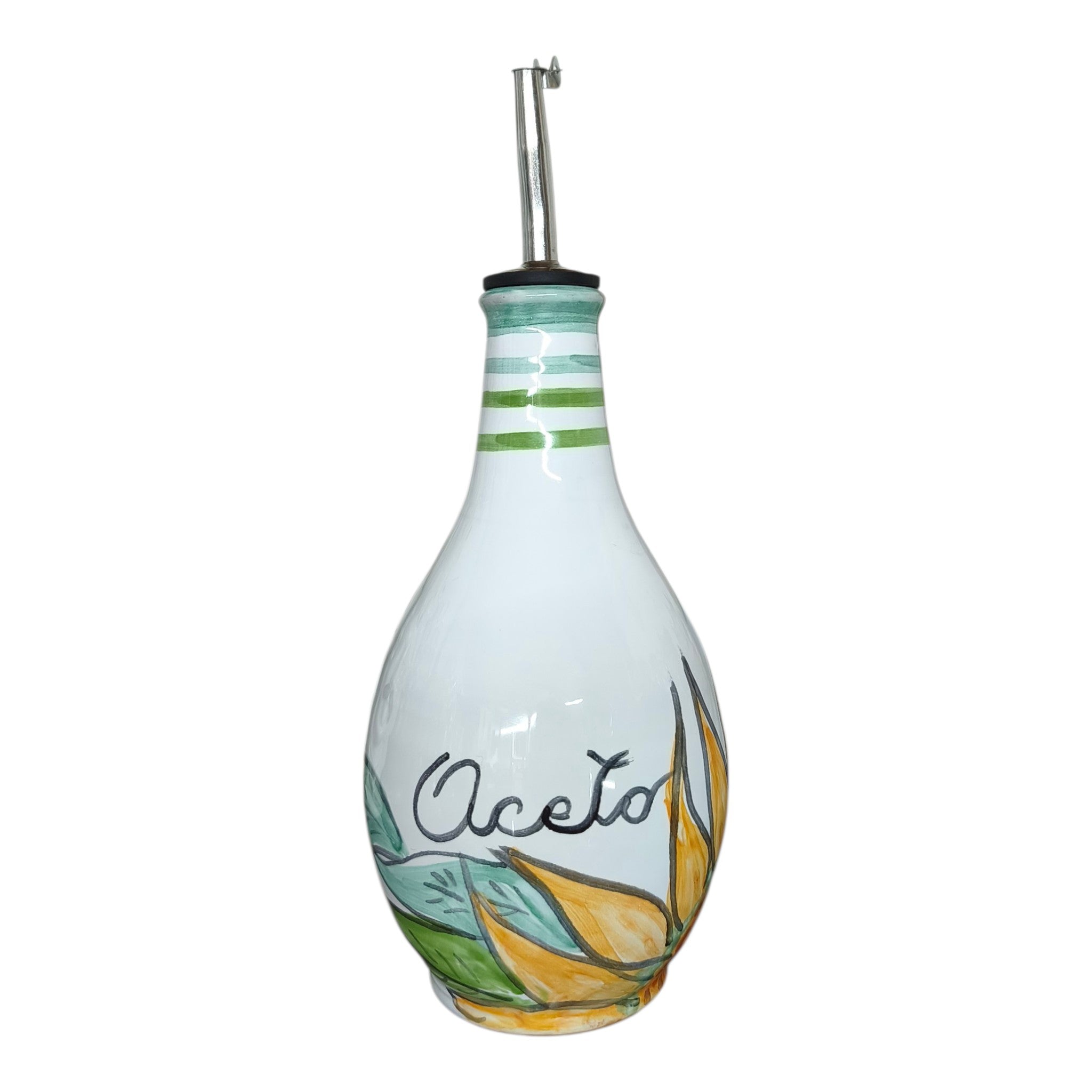 Contenitore per Aceto in Ceramica Dipinto a Mano