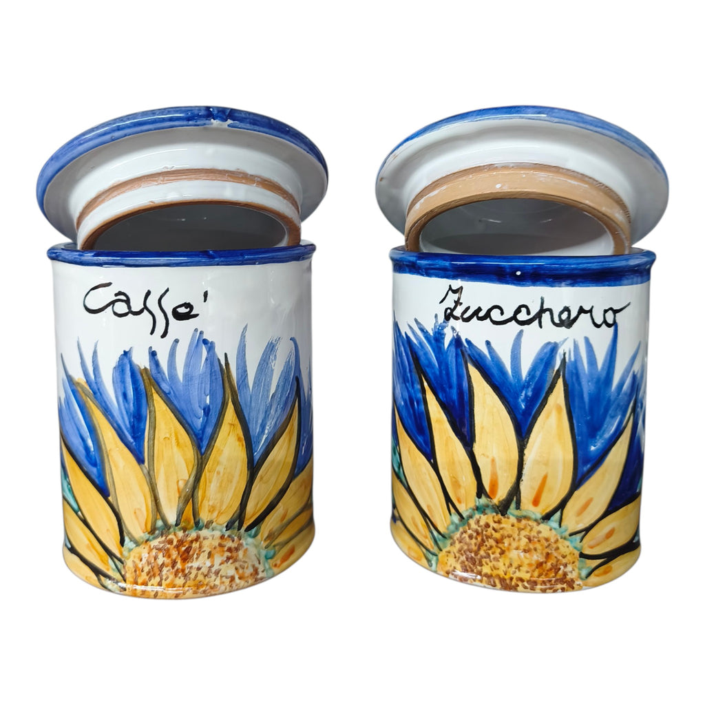 Coppia di Barattoli in Ceramica Dipinti a Mano