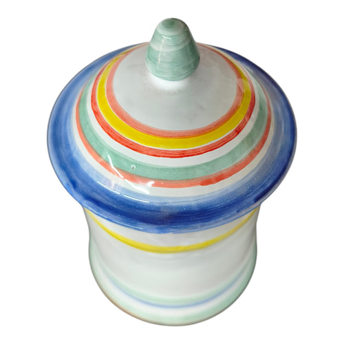 Barattolo Caffè in Ceramica con Ruota del Carretto Siciliano Dipinto a Mano
