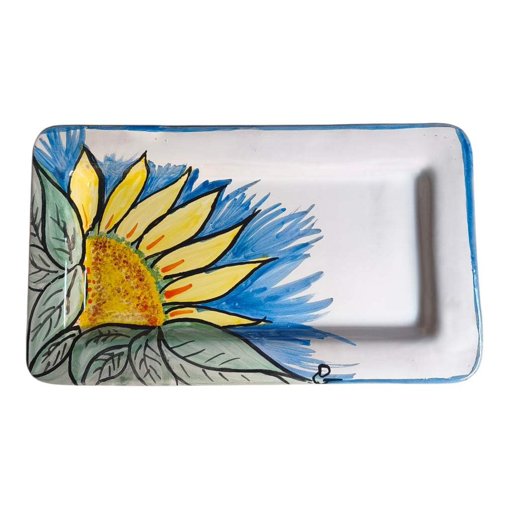 Vassoio in Ceramica Dipinto a Mano con Fiore