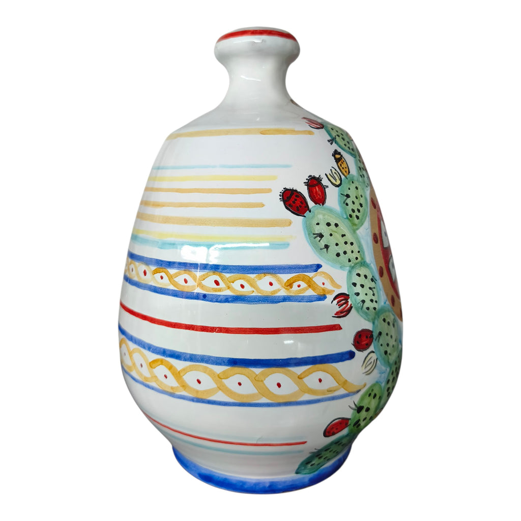 Vaso-Bottiglia in Ceramica – Ruota Siciliana e Fichidindia