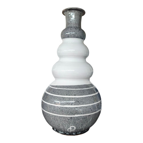 Bottiglia in Ceramica Dipinta a Mano Colore Bianco con Decori Neri