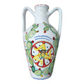 Quartara in Ceramica Dipinta a Mano con Decori Siciliani Trinacria Ruota e Fichidindia