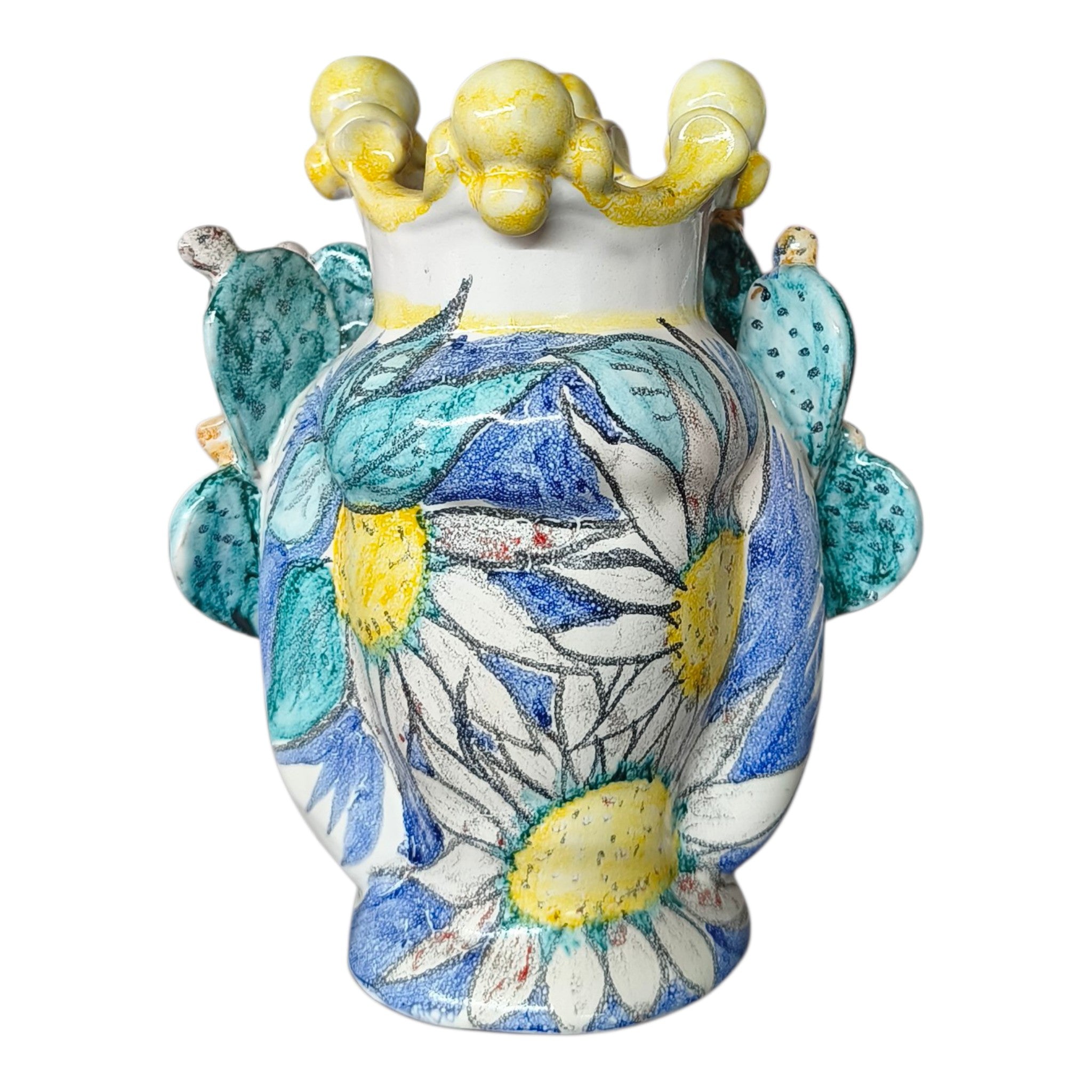 Testa di Moro in Ceramica Dipinta a Mano con Girasoli