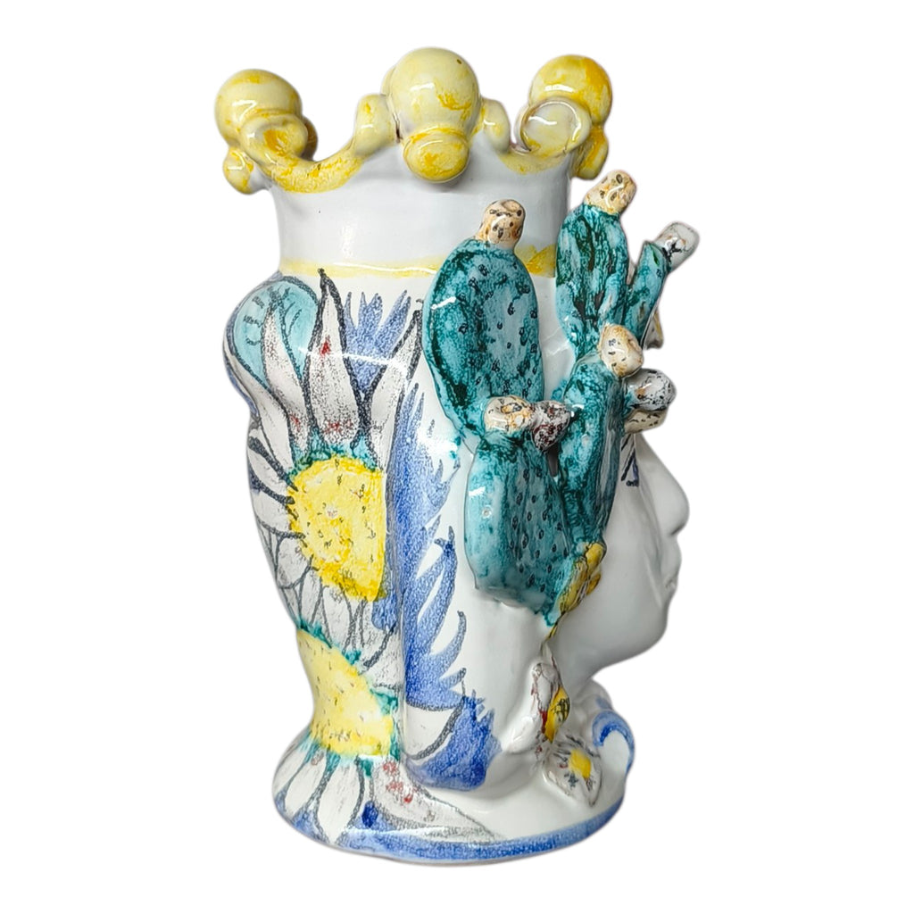 Testa di Moro in Ceramica Dipinta a Mano con Girasoli