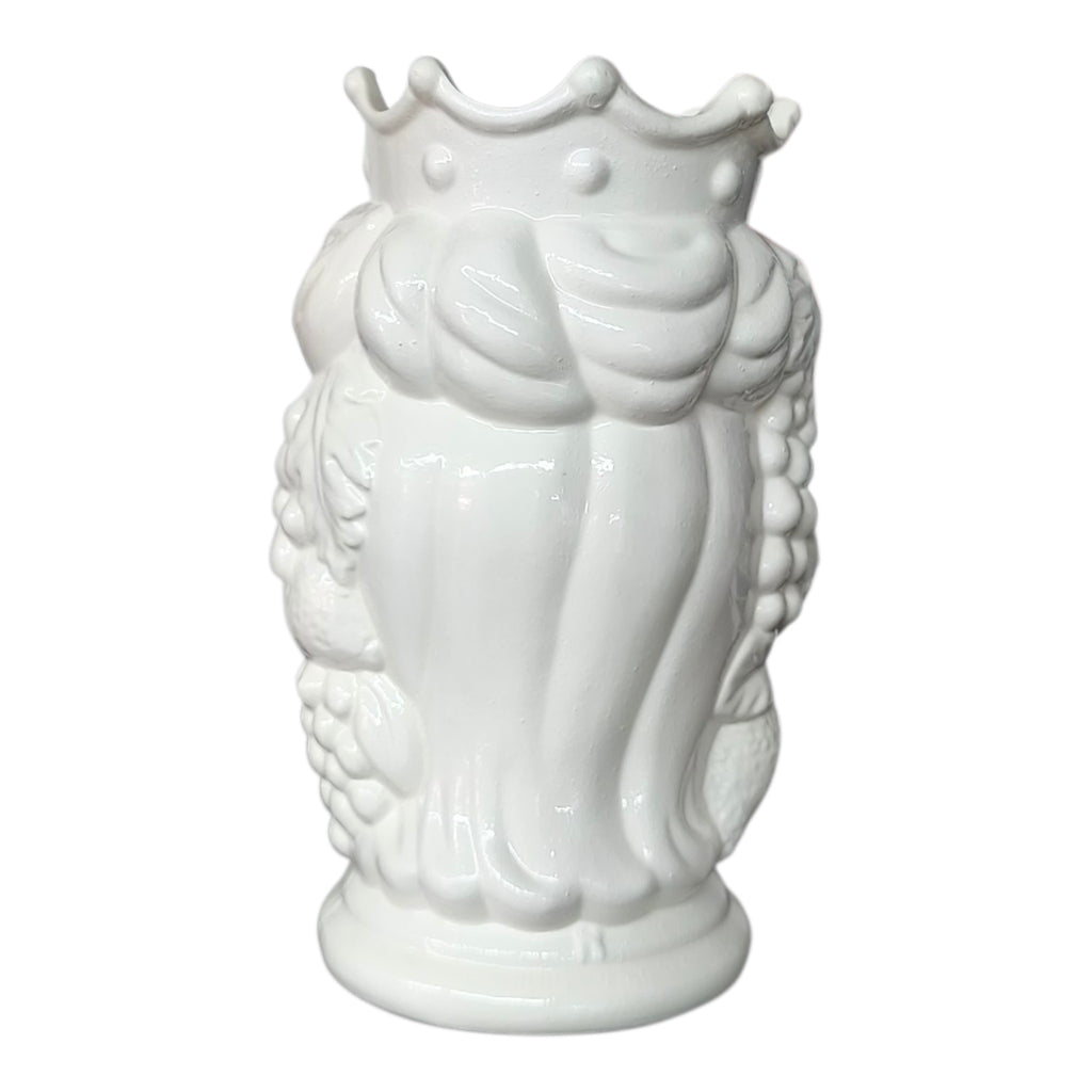 Testa di Moro in Ceramica con Baffi — Bianco Lucido e Baffi Neri