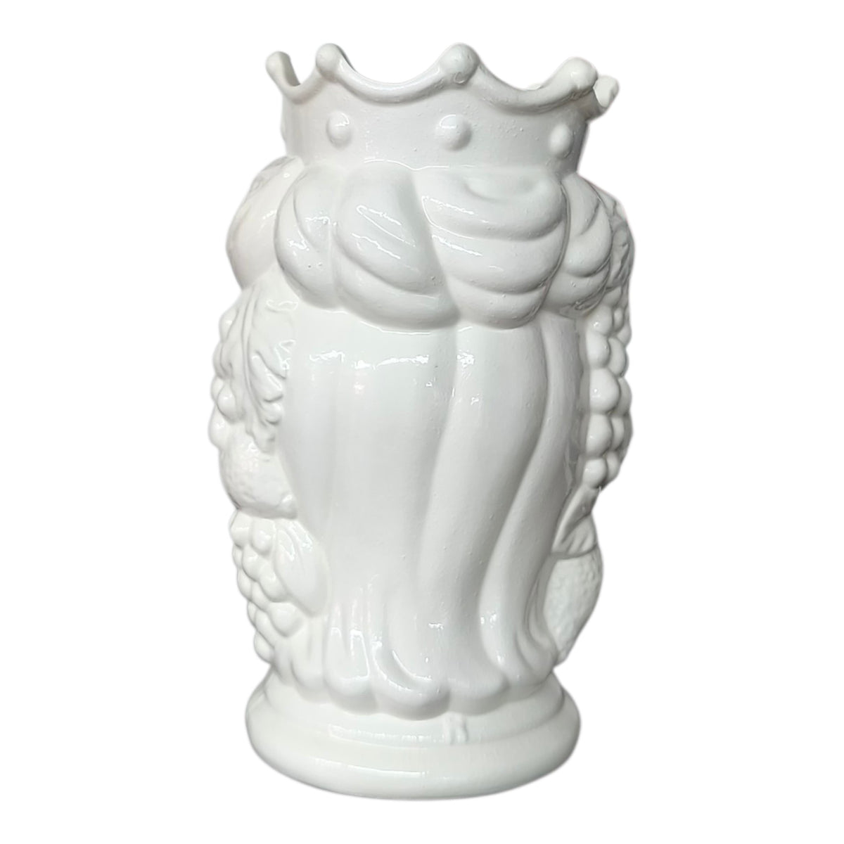 Testa di Moro in Ceramica con Baffi — Bianco Lucido e Baffi Neri