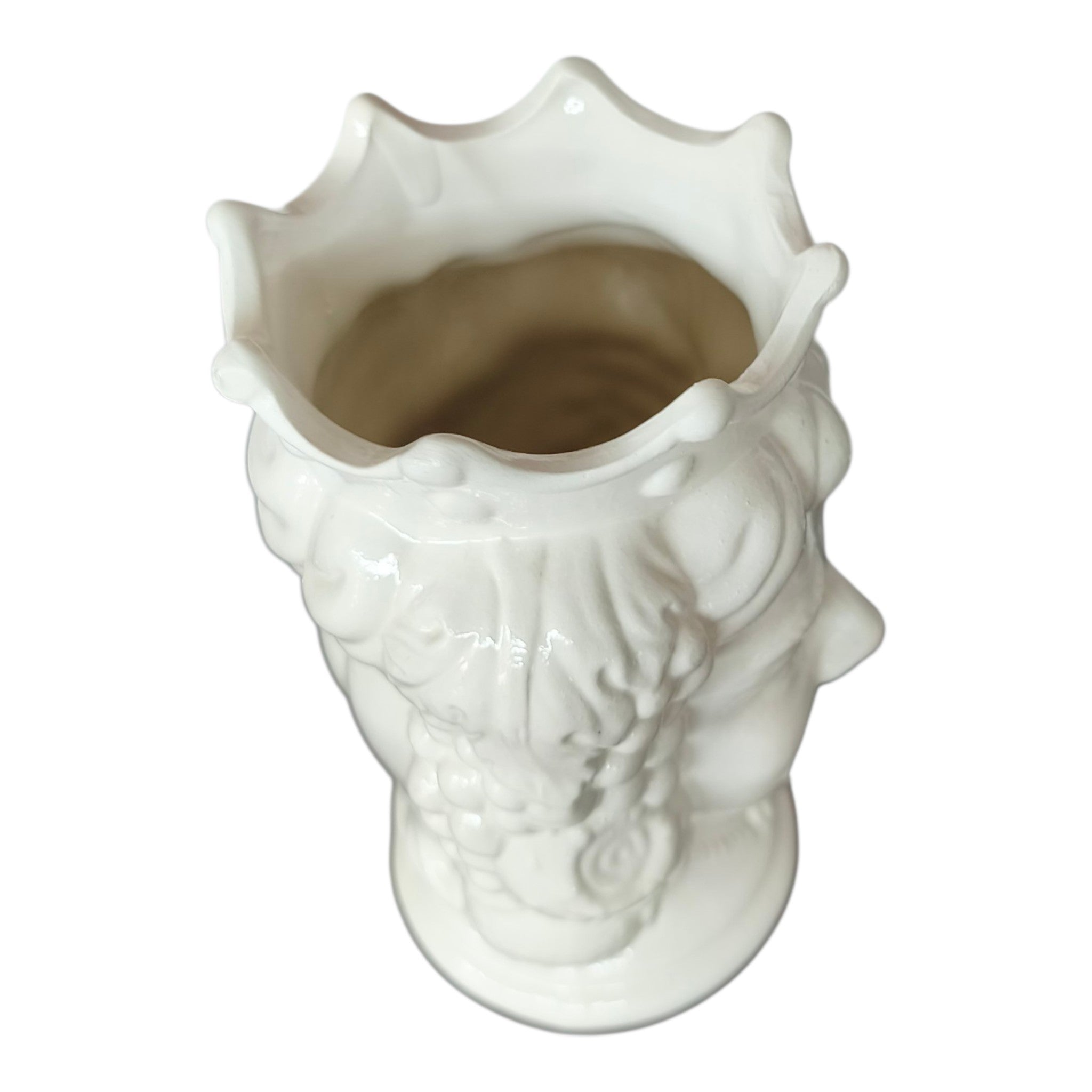 Testa di Moro in Ceramica con Baffi — Bianco Lucido e Baffi Neri