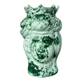 Testa di Moro in Ceramica Dipinta a Mano con Sfumature di Verde, Turbante e Corona