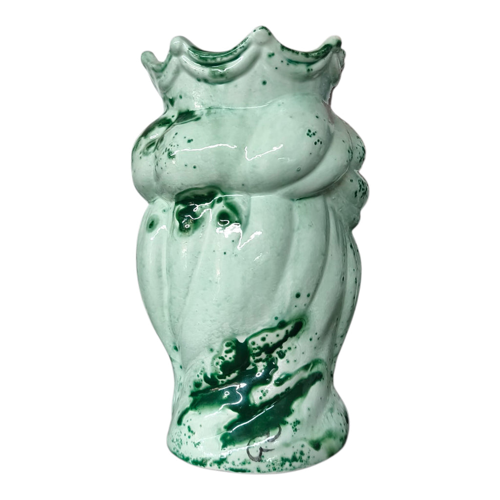 Testa di Moro in Ceramica Dipinta a Mano con Sfumature di Verde, Turbante e Corona