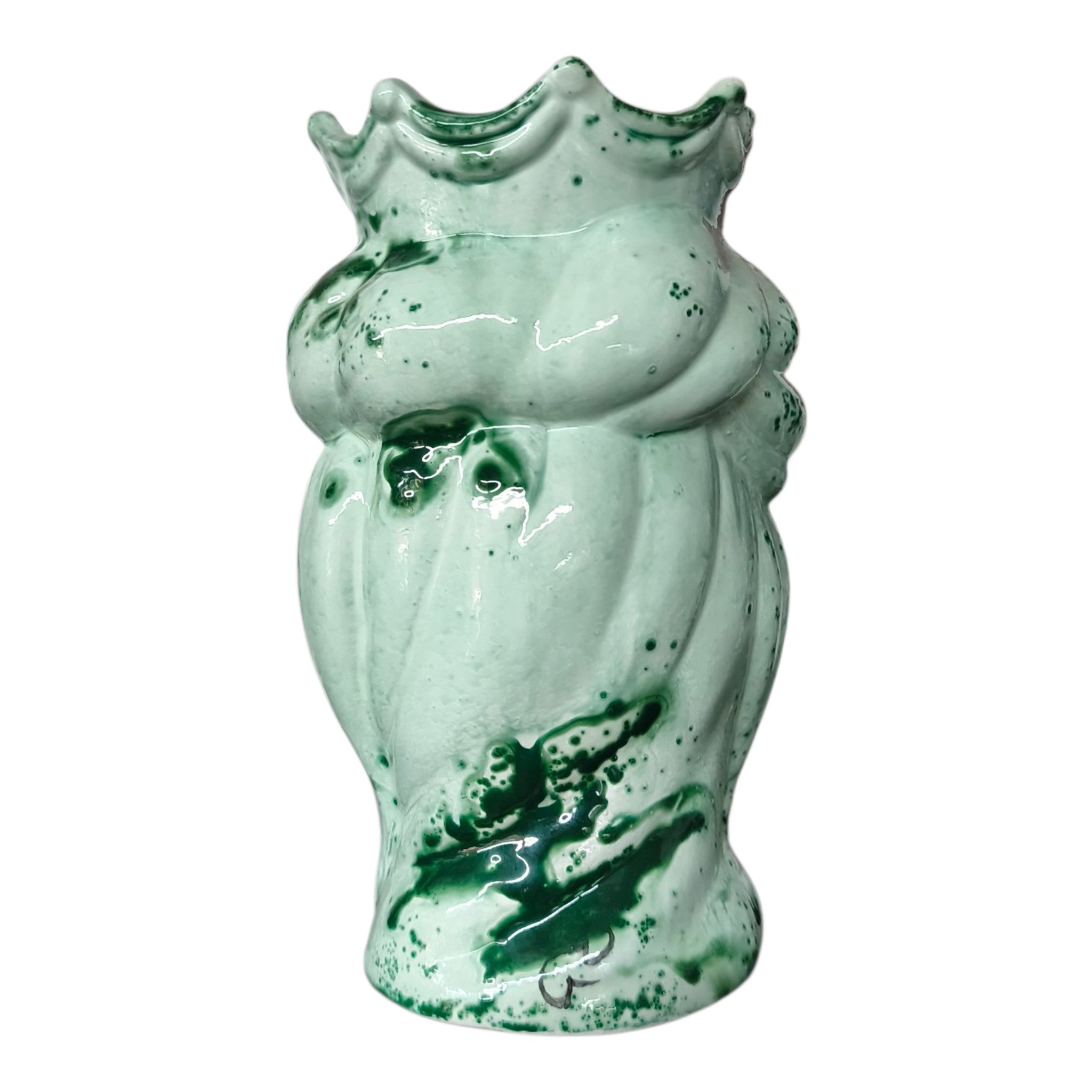 Testa di Moro in Ceramica Dipinta a Mano con Sfumature di Verde, Turbante e Corona