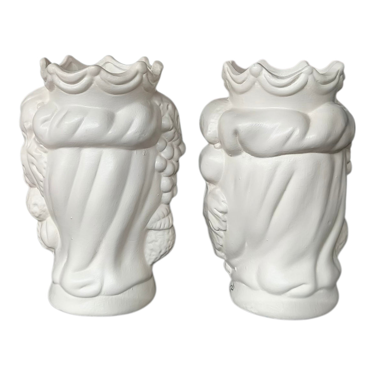 Teste di Moro in Ceramica Dipinta a Mano Panna Opaco — Coppia