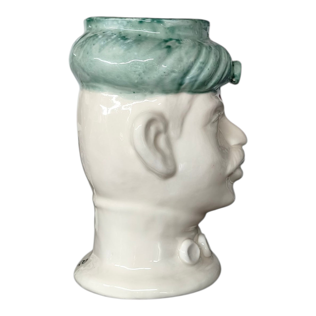 Testa di Moro in Ceramica Dipinta a Mano con Turbante Verde