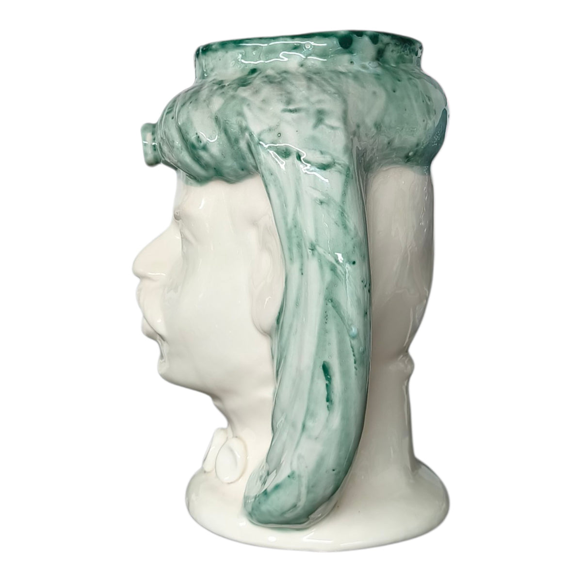 Testa di Moro in Ceramica Dipinta a Mano con Turbante Verde
