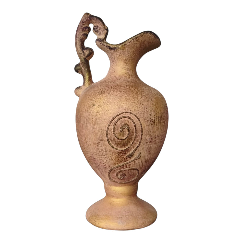 Anfora in Ceramica Dipinta a Mano – Decori a Rilievo Terracotta e Dorato