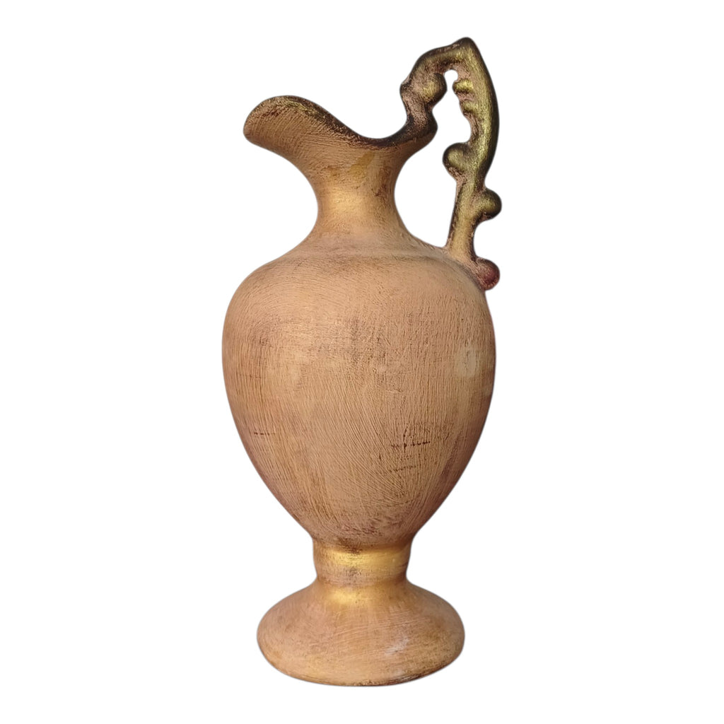 Anfora in Ceramica Dipinta a Mano – Decori a Rilievo Terracotta e Dorato
