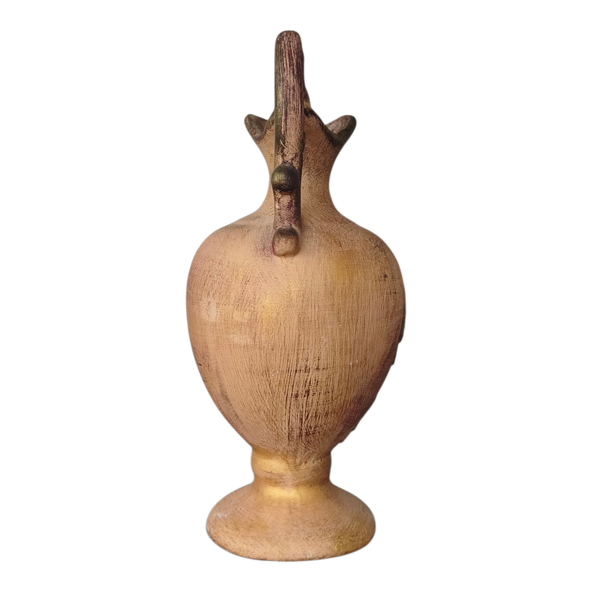 Anfora in Ceramica Dipinta a Mano – Decori a Rilievo Terracotta e Dorato