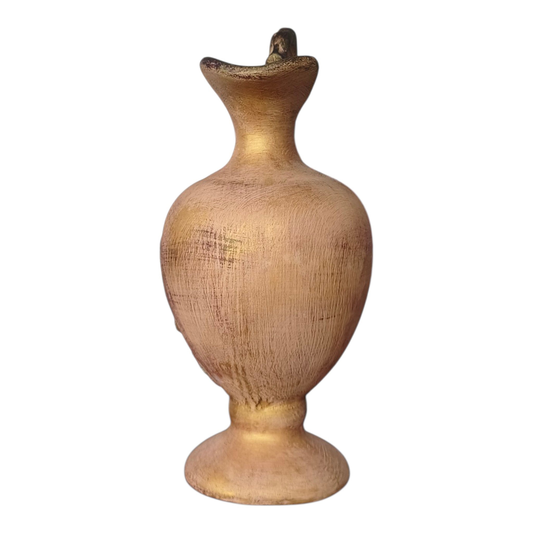 Anfora in Ceramica Dipinta a Mano – Decori a Rilievo Terracotta e Dorato