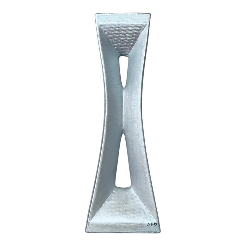 Vaso in Ceramica Dipinta a Mano – Colore Argento Opaco