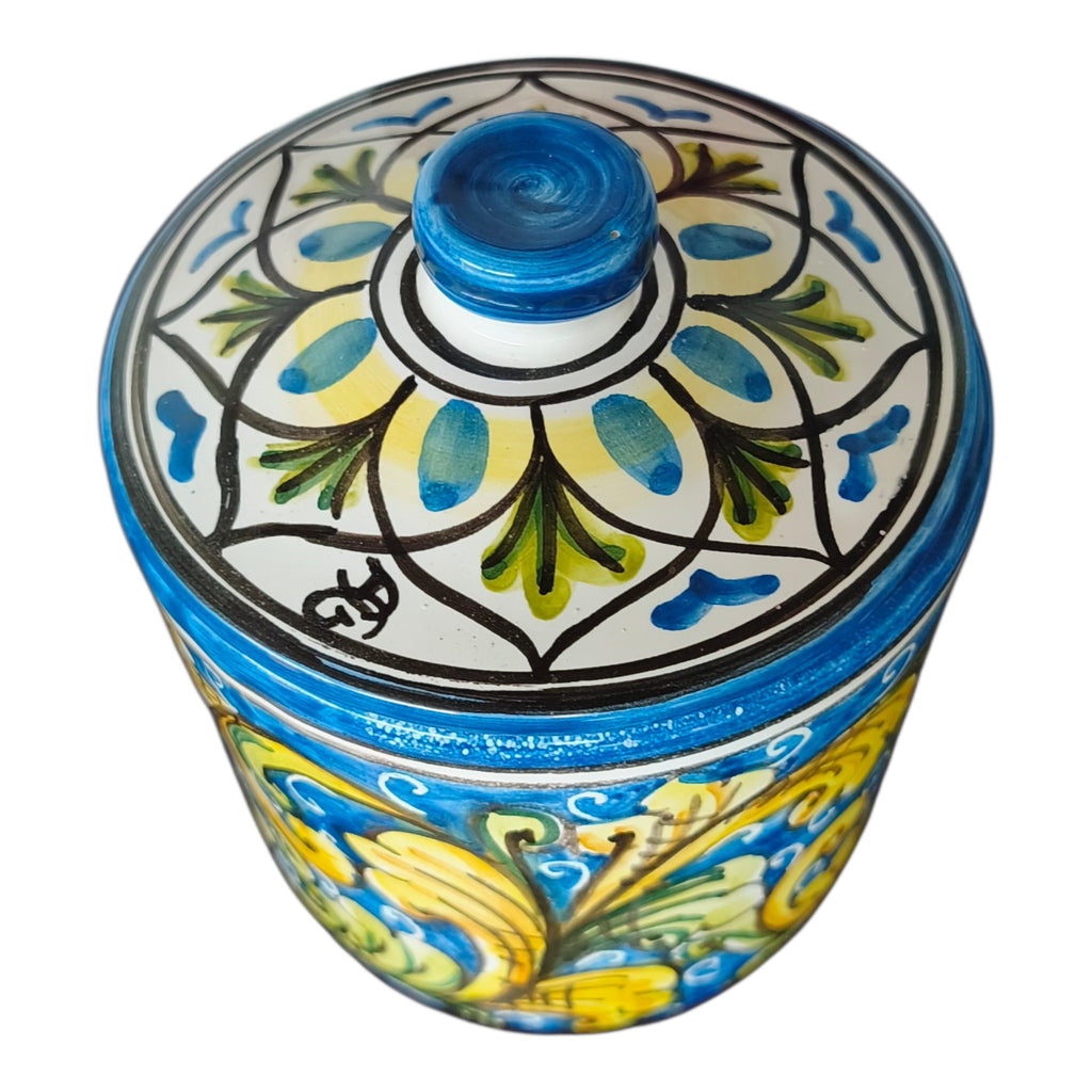 Barattolo in Ceramica Dipinto a Mano con Coperchio
