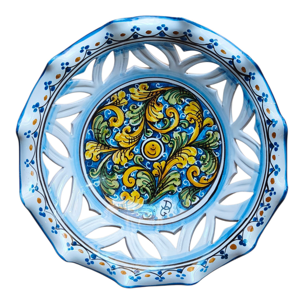 Centrotavola in Ceramica Dipinto a Mano Intagliato