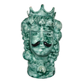 Testa di Moro in Ceramica Dipinta a Mano, Verde petrolio