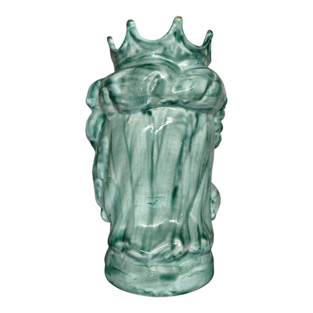 Testa di Moro in Ceramica Dipinta a Mano, Verde petrolio