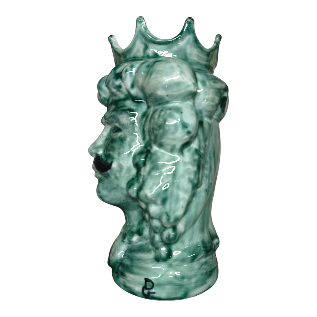 Testa di Moro in Ceramica Dipinta a Mano, Verde petrolio