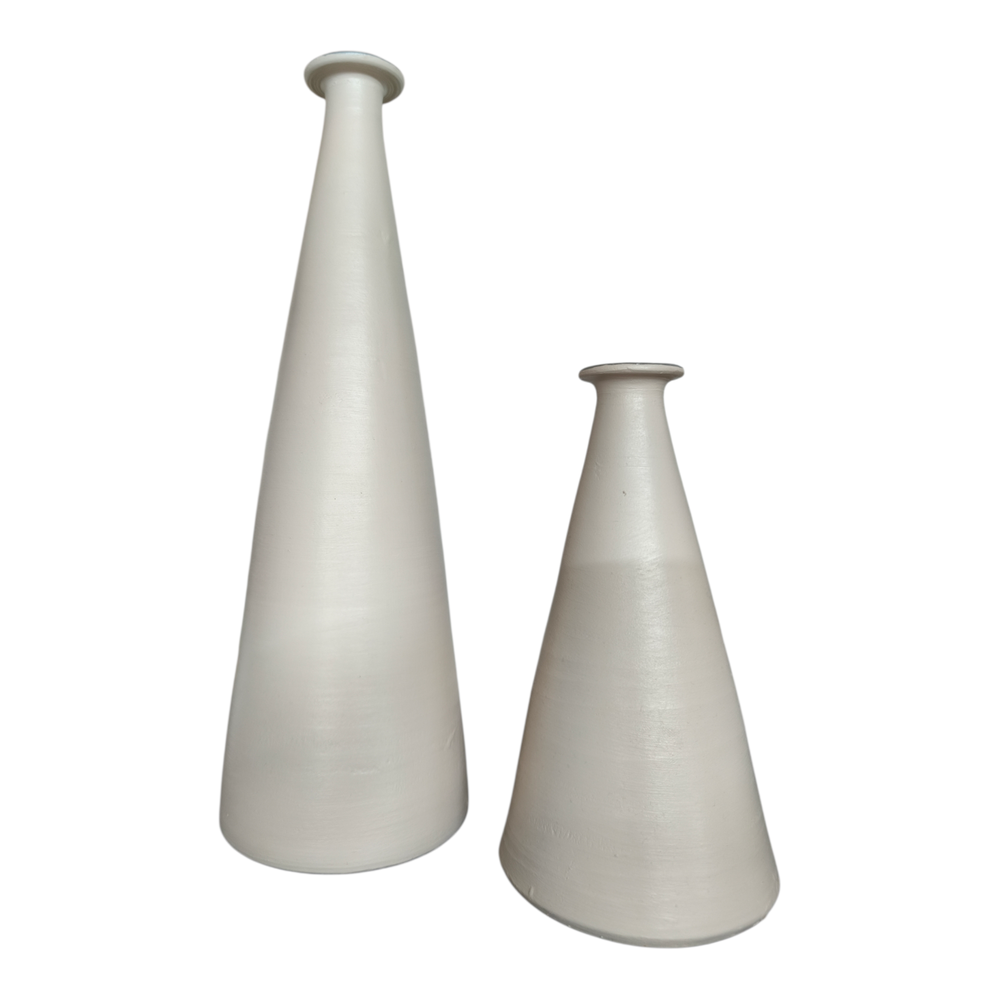Vaso in Ceramica Dipinto a Mano con Rilievi Argento, Colore Panna, Set di 2 Pezzi, Altezza 30 cm e 18 cm, Stile Decorativo