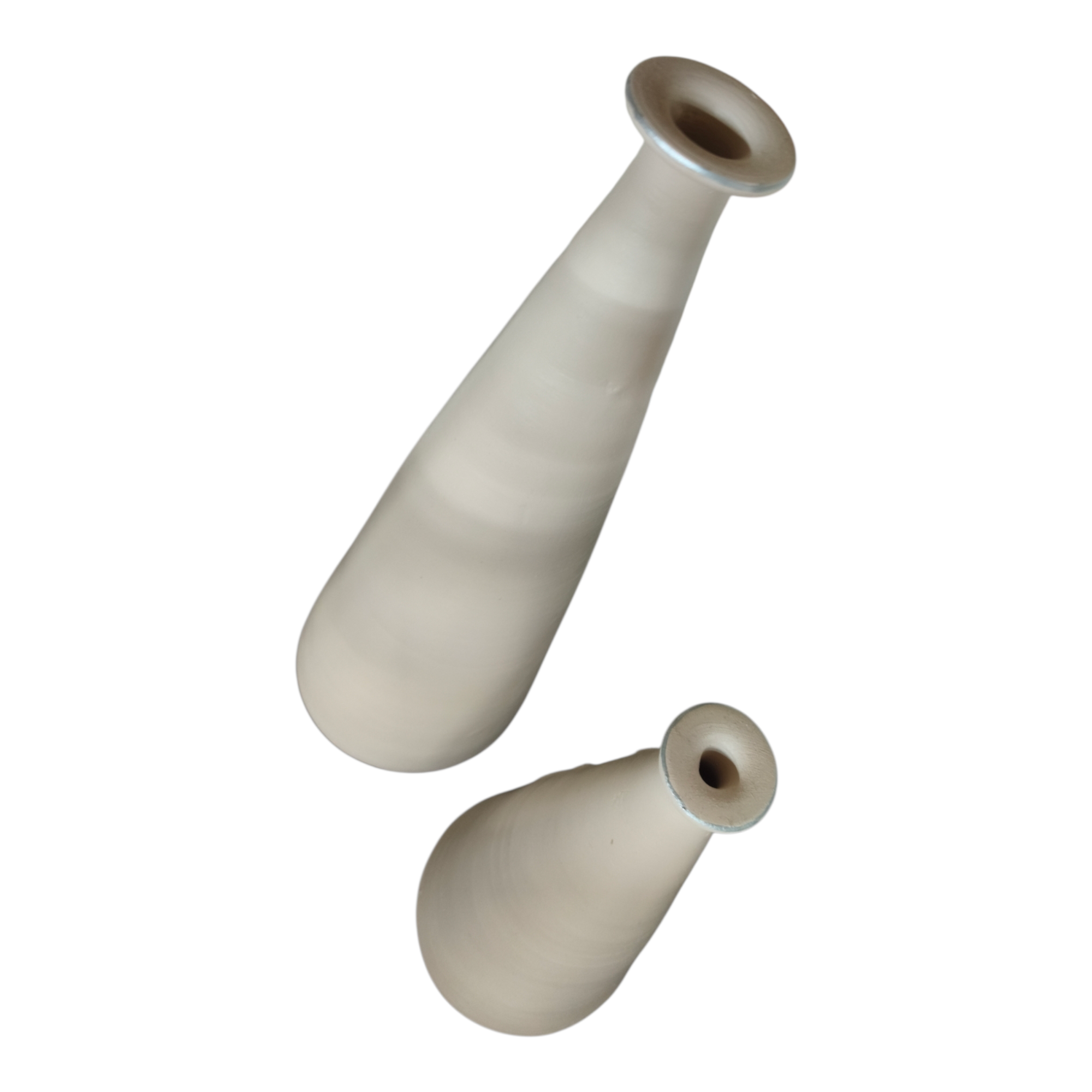 Vaso in Ceramica Dipinto a Mano con Rilievi Argento, Colore Panna, Set di 2 Pezzi, Altezza 30 cm e 18 cm, Stile Decorativo